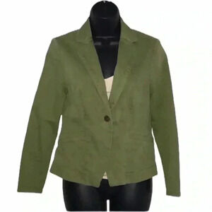 Cartonnier Kittery Jacket Blazer Green Casual Career  Elbow Patch Size 2